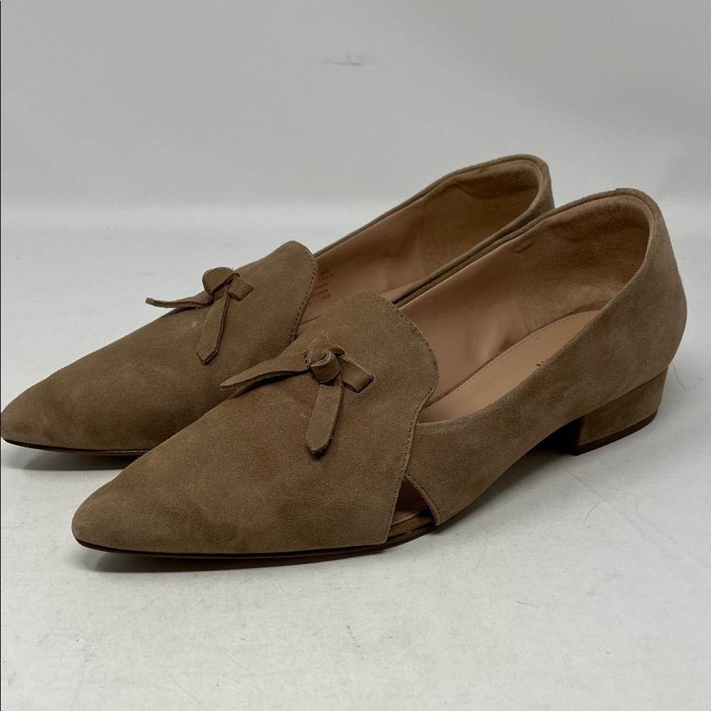 COLE HAAN Viola Skimmer Slip On Flats Tan suede upper leather bow sz 8